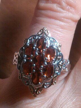 Brazilian Cherry Citrine Sterling Silver Blooming Ring (Size 7)